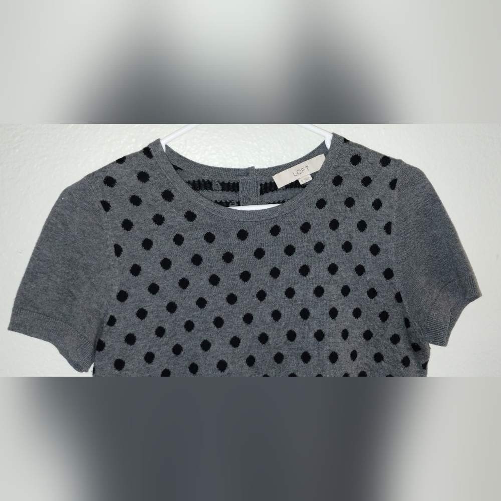 Gray Polka Dot Short Sleeve Sweater from Anne Taylor LOFT ~ Size Small ~SO Cute! - Picture 4 of 12